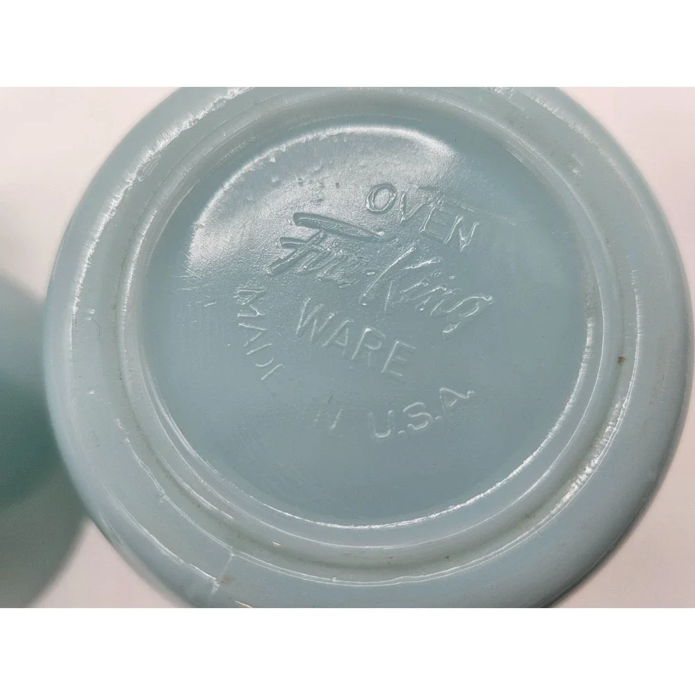 Fire-King Turquoise Blue Milk Glass Creamer and Sugar Bowl Set Vintage USA MCM